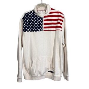Disney Parks Sweatshirt Mickey Mouse Stars Stripes Flag 1/4 Zip Pullover Mens L